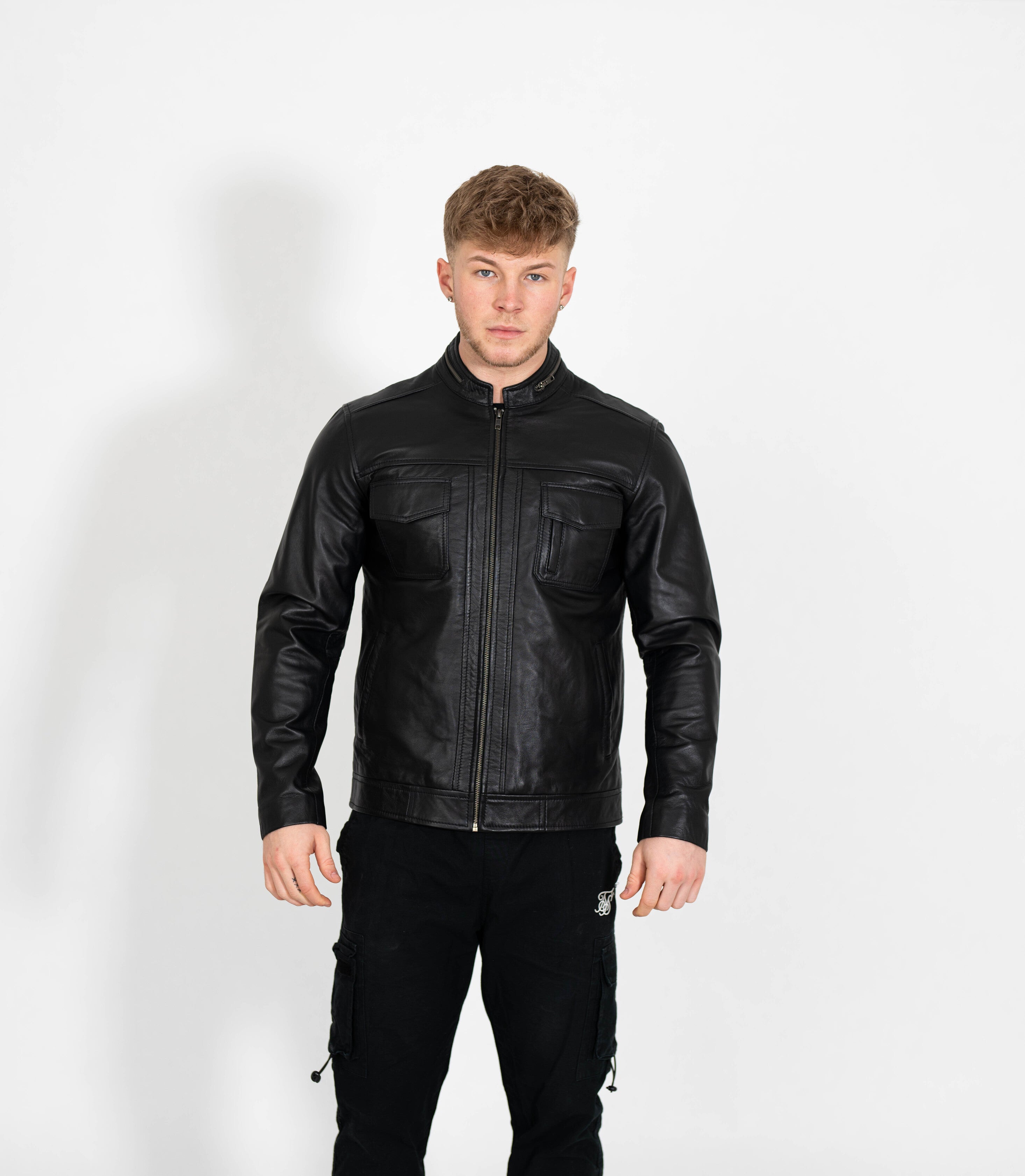 Men's Classic Casual Leather Jacket - Black – Brick Lane Leather Co.