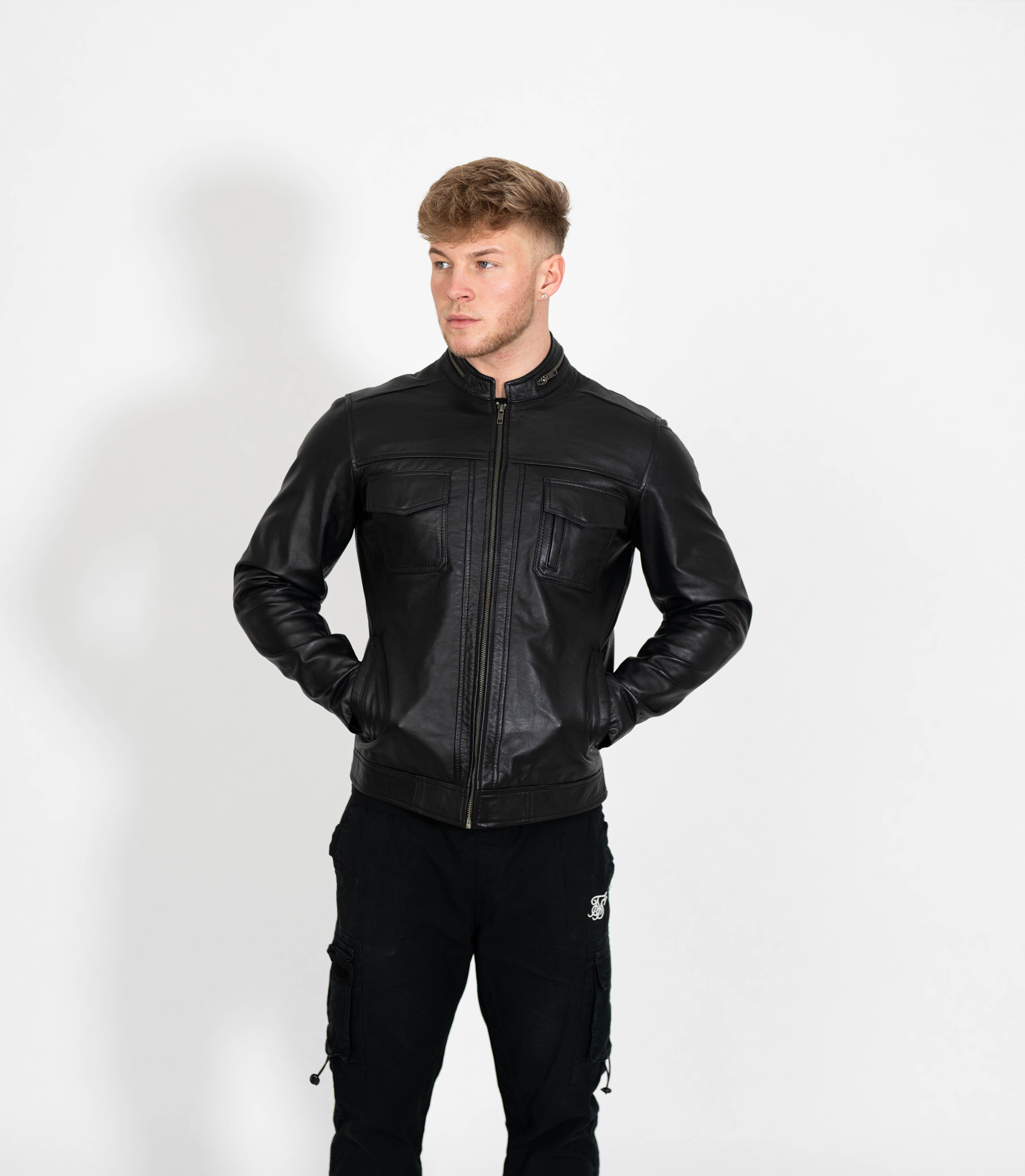 Men's Classic Casual Leather Jacket - Black – Brick Lane Leather Co.