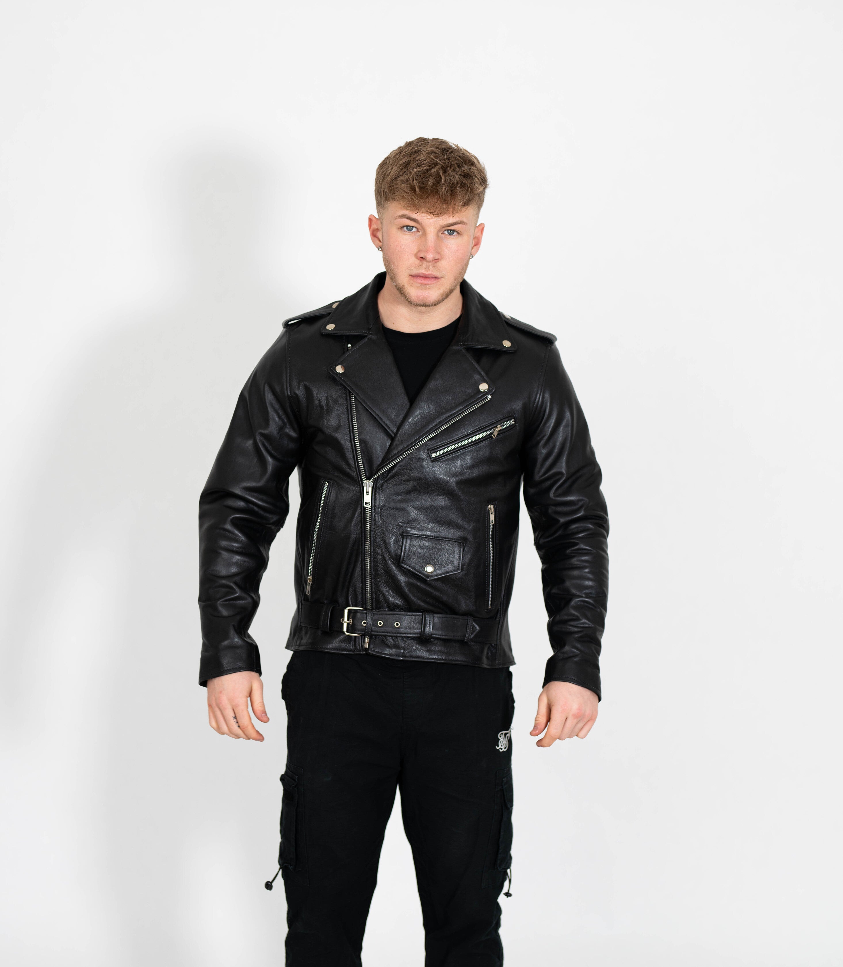 DECENR CLASSIC BRAND ブラックジャケット Men's Classic Brando Biker Leather Jacket - Black – Brick Lane