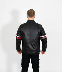Men's Real Leather Biker Style Racer Jacket