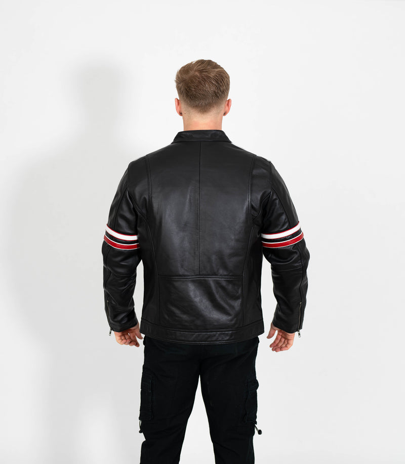 Men's Real Leather Biker Style Racer Jacket