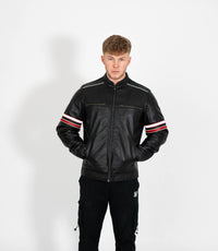 Men's Real Leather Biker Style Racer Jacket