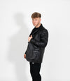 Men's Classic Three Button Leather Blazer - Black