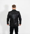 Men's Classic Three Button Leather Blazer - Black