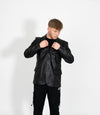 Men's Classic Three Button Leather Blazer - Black