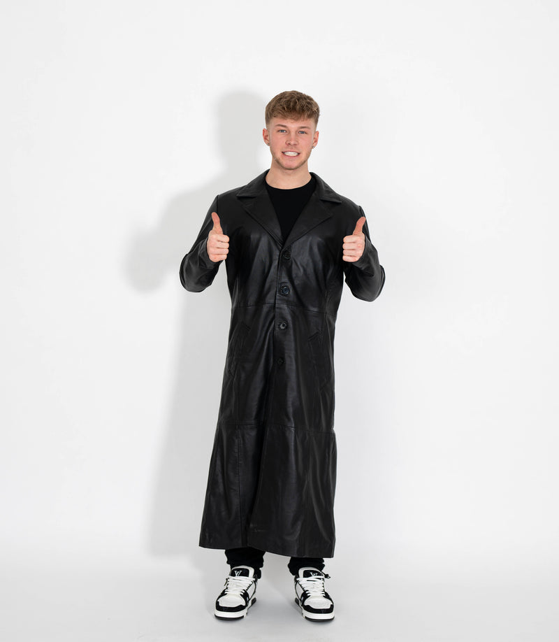 Men's Classic Full Length Leather Coat