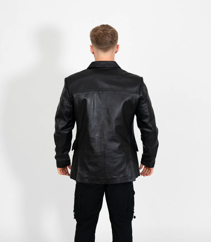 Men's Two Button Leather Blazer