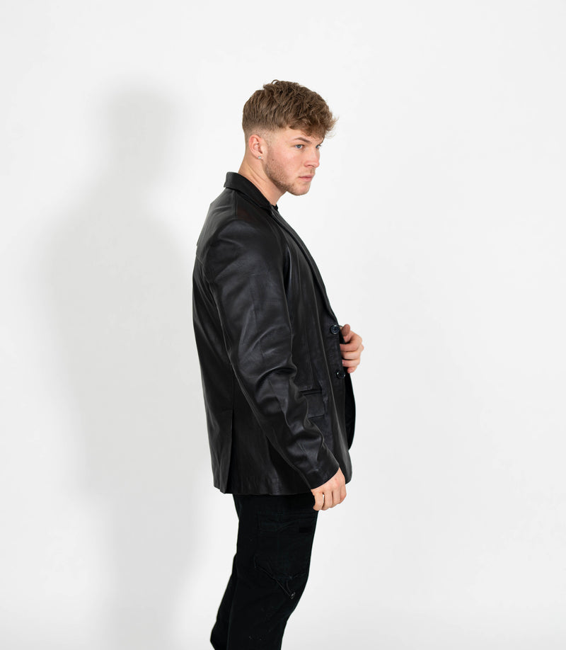 Men's Two Button Leather Blazer