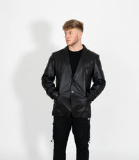 Men's Two Button Leather Blazer