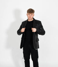 Men's Two Button Leather Blazer