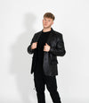 Men's Two Button Leather Blazer