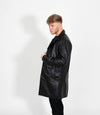 Men's Leather Trench Coat - Black