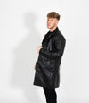 Men's Leather Trench Coat - Black