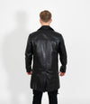 Men's Leather Trench Coat - Black