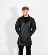 Men's Leather Trench Coat - Black