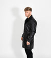 Men's Leather Trench Coat - Black
