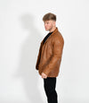 Men's Classic Three Button Leather Blazer - Tan