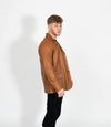 Men's Classic Three Button Leather Blazer - Tan