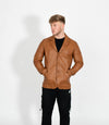 Men's Classic Three Button Leather Blazer - Tan
