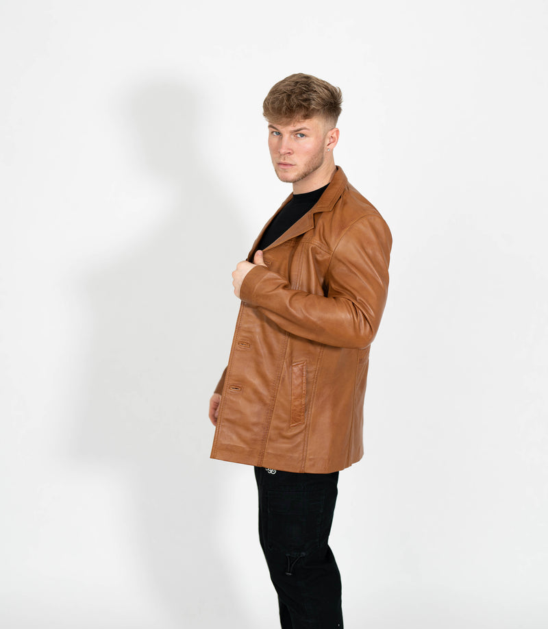 Men's Classic Leather Reefer Jacket
