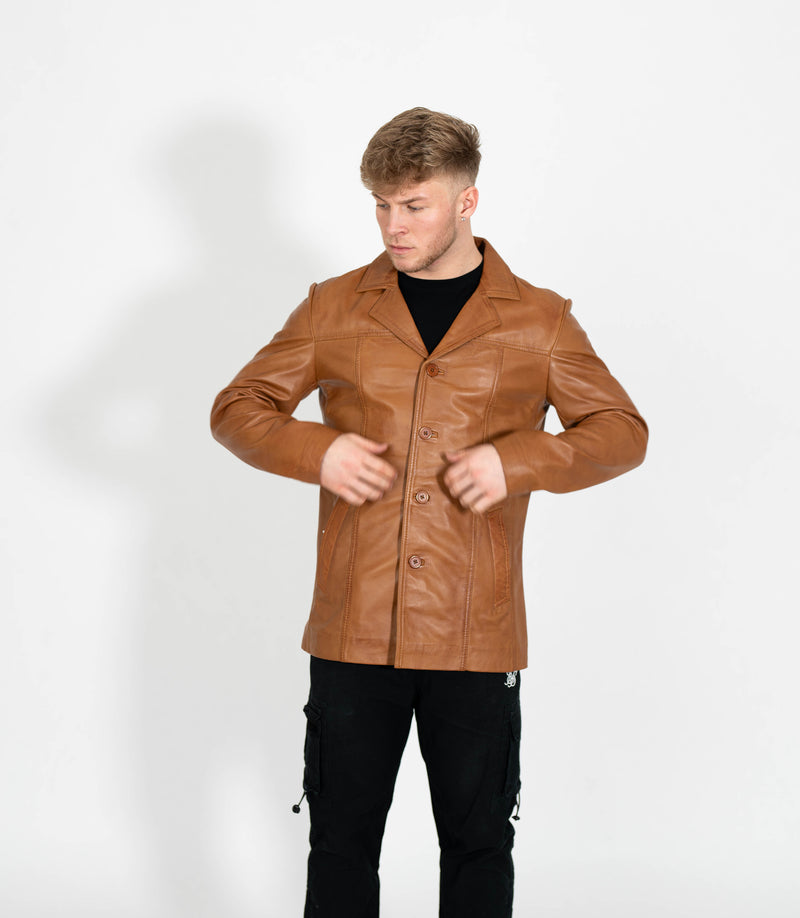 Men's Classic Leather Reefer Jacket