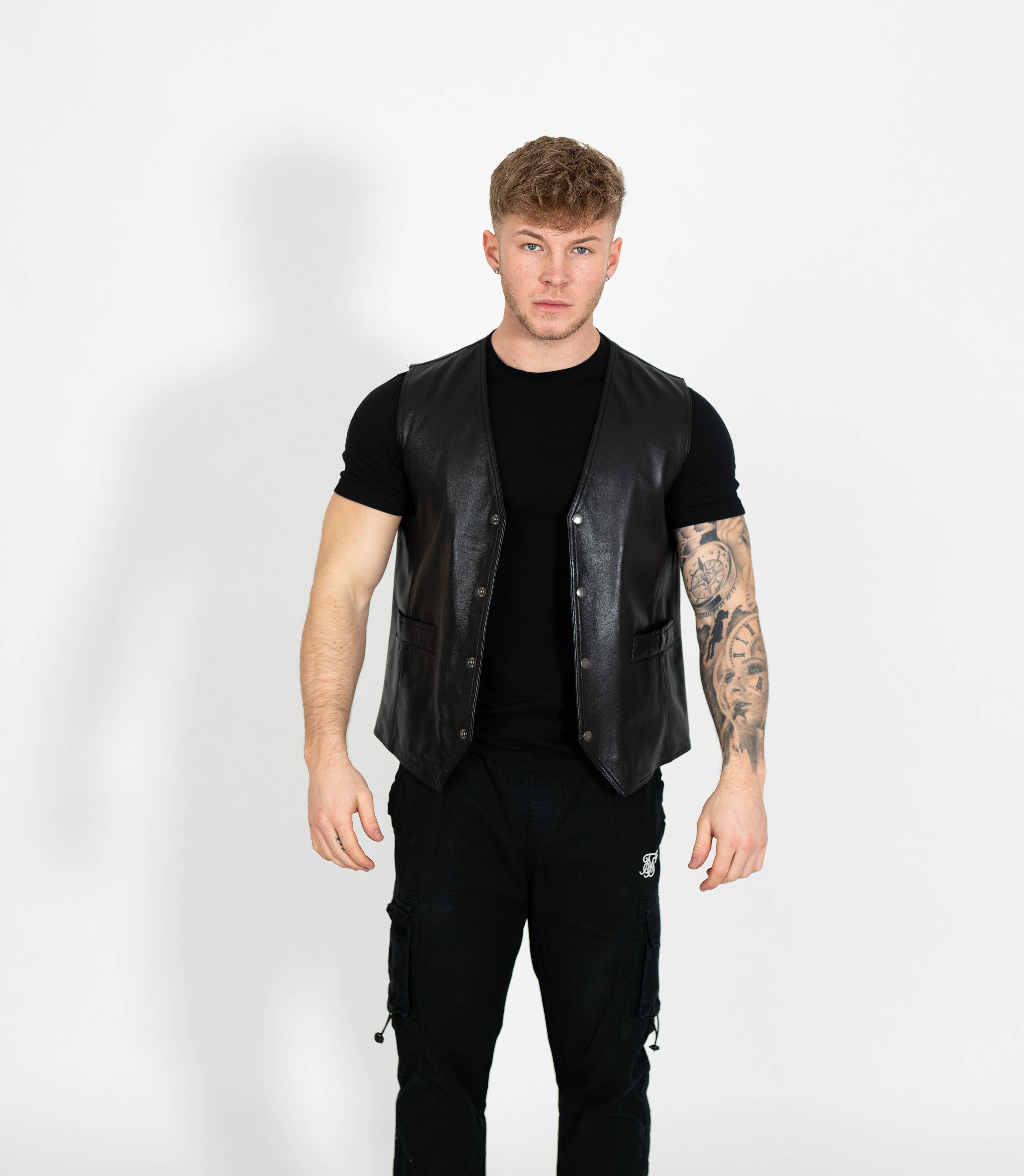 Men's V-Neck Adjustable Leather Waistcoat - Tan – Brick Lane