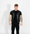 Men's V-Neck Adjustable Leather Waistcoat - Black