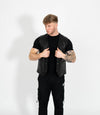Men's V-Neck Adjustable Leather Waistcoat - Black