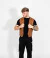 Men's V-Neck Adjustable Leather Waistcoat - Tan
