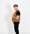 Men's V-Neck Adjustable Leather Waistcoat - Tan
