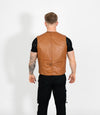 Men's V-Neck Adjustable Leather Waistcoat - Tan