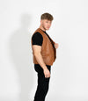 Men's V-Neck Adjustable Leather Waistcoat - Tan