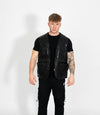 Men's Real Leather Multi Waistcoat - Black