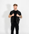 Men's Real Leather Multi Waistcoat - Black