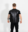 Men's Real Leather Multi Waistcoat - Black