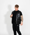 Men's Real Leather Multi Waistcoat - Black