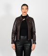 Women's Classic Leather Biker Zip Jacket