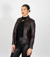 Women's Classic Leather Biker Zip Jacket