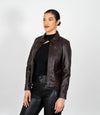 Women's Classic Leather Biker Zip Jacket