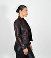 Women's Classic Leather Biker Zip Jacket