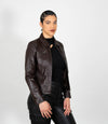 Women's Classic Leather Biker Zip Jacket