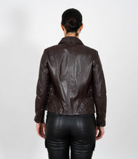 Women's Classic Leather Biker Zip Jacket