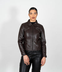 Women's Classic Leather Biker Zip Jacket