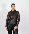 Women's Classic Leather Biker Zip Jacket