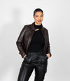 Women's Classic Leather Biker Zip Jacket