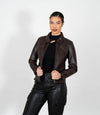 Women's Classic Leather Biker Zip Jacket
