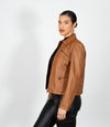 Women's Classic Leather Biker Zip Jacket
