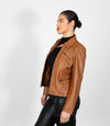 Women's Classic Leather Biker Zip Jacket
