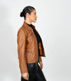 Women's Classic Leather Biker Zip Jacket