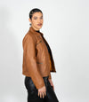 Women's Classic Leather Biker Zip Jacket